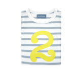 Grey & White Breton Striped Number 2 T Shirt (Yellow)