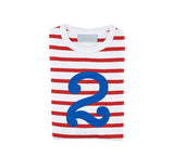 Red & White Breton Striped Number 2 T Shirt