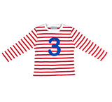 Red & White Breton Striped Number 3 T Shirt