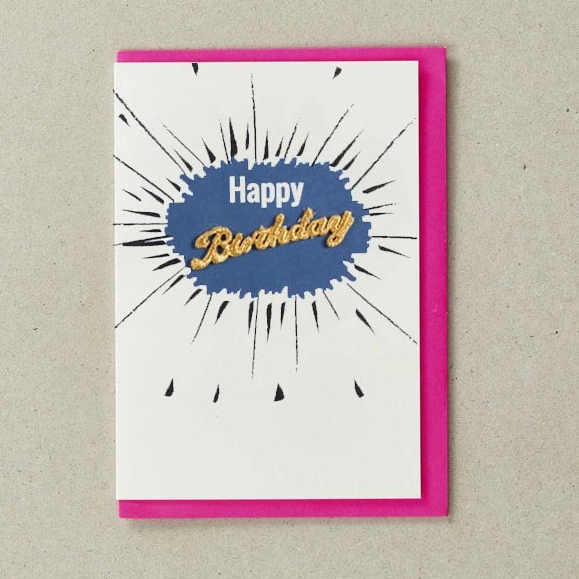 Happy Birthday - Embroidered Word Card