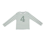 Seafoam & White Breton Striped Number 4 T Shirt