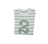 Seafoam & White Breton Striped Number 2 T Shirt